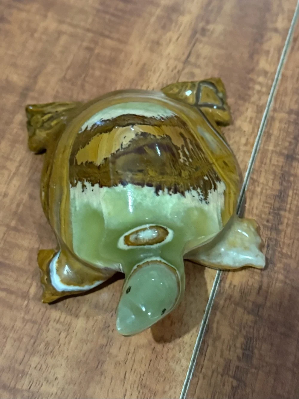 Handcrafted Green and Brown Jasper Turtle Figurine - Home Accents